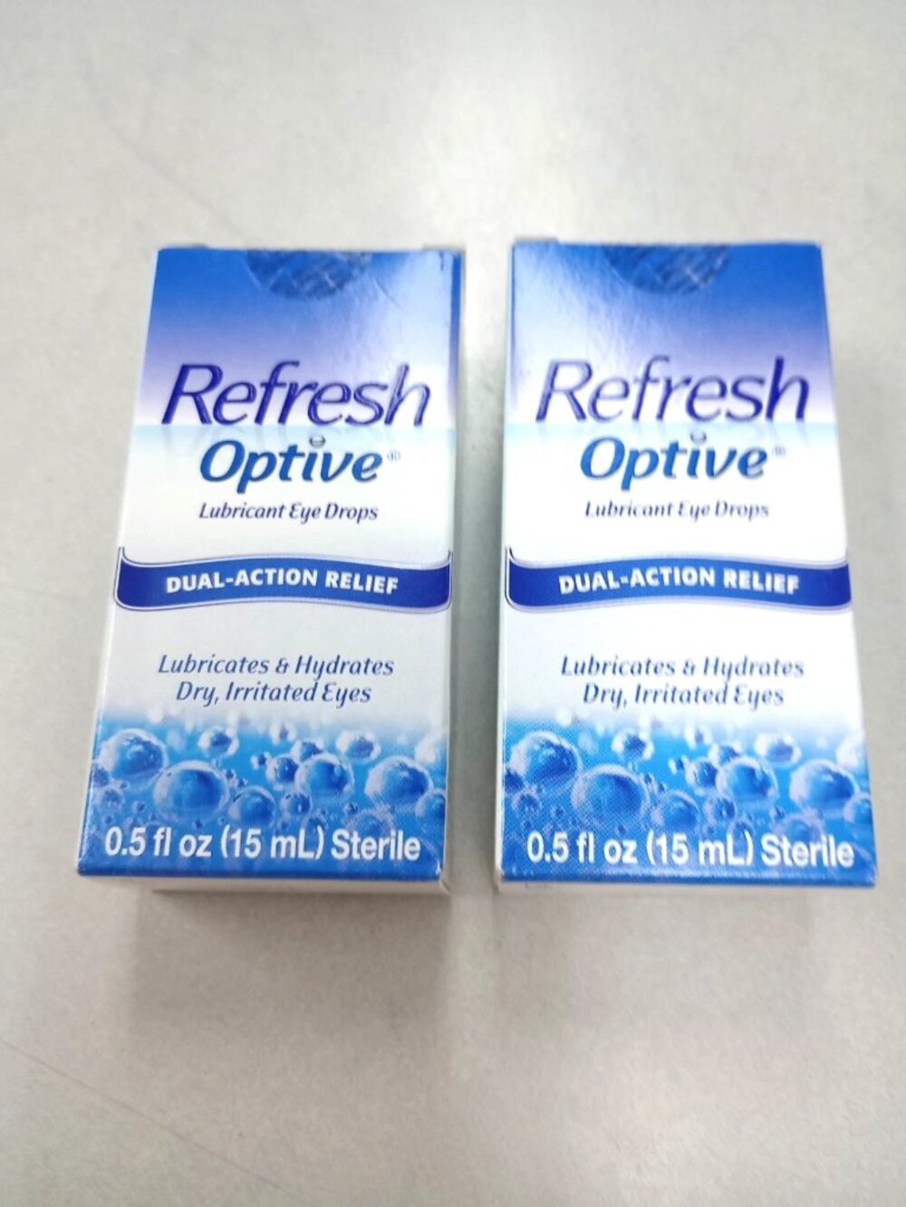 2- Refresh Optive Lubricant Eye Drops Dual-Action Relief 0.5 Oz 15 mL - Exp 8/26